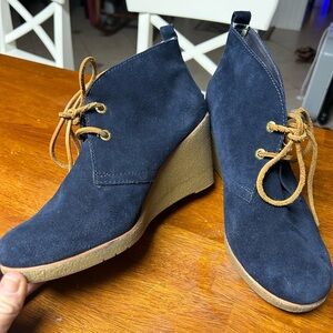 Sperry Blue Suede Wedge Boots